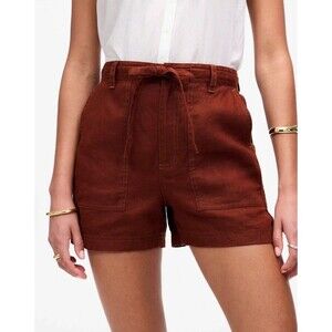 Women's Madewell Linen Drawstring Shorts Rust-colored, 100% Linen Size M